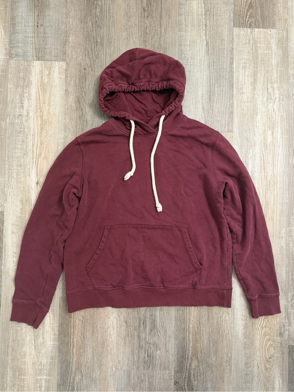 Pact Men's Maroon Pullover Hoodie with Drawcord Sweatshirt, size Medium